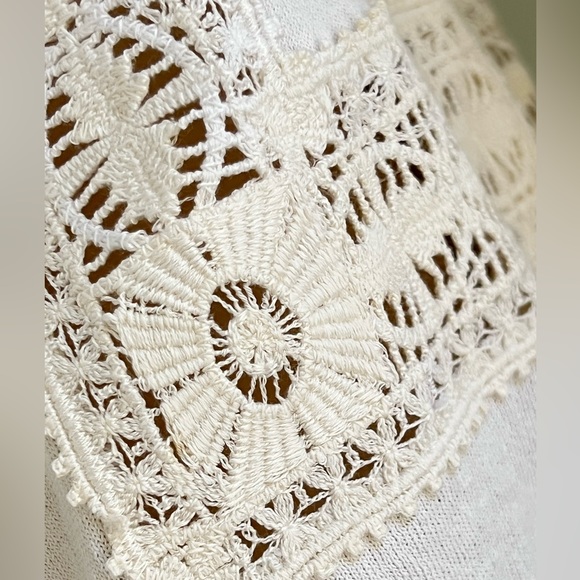 TORY BURCH White Fitted Sweater Cardigan with Crochet Detail - Picture 5 of 15